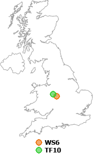 map showing distance between WS6 and TF10