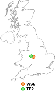 map showing distance between WS6 and TF2