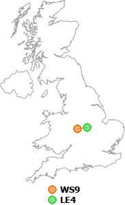 map showing distance between WS9 and LE4
