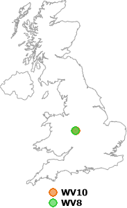 map showing distance between WV10 and WV8