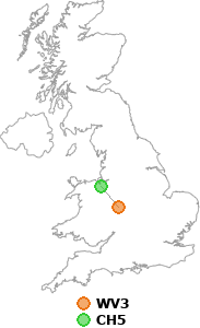 map showing distance between WV3 and CH5