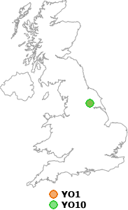 map showing distance between YO1 and YO10