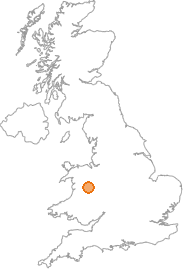 map showing location of Dolanog, Powys