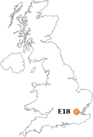 map showing location of E18