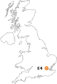 map showing location of E4