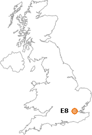 map showing location of E8