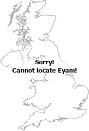 map showing location of Eyam, Derbyshire
