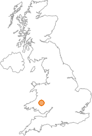 map showing location of Garth, Powys