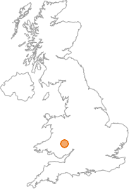 map showing location of Glasbury, Powys