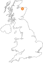 map showing location of Grange Crossroads, Moray