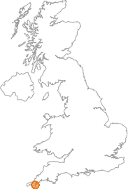 map showing location of Gweek, Cornwall