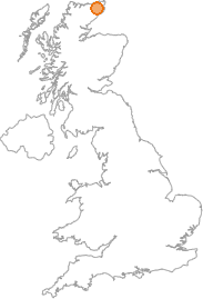 map showing location of Harpsdale, Highland