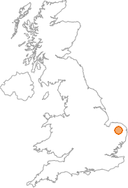 map showing location of Hingham, Norfolk