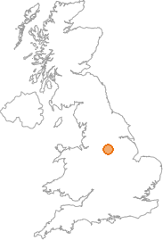 map showing location of Holmesfield, Derbyshire
