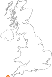 map showing location of Hugh Town, Isles of Scilly