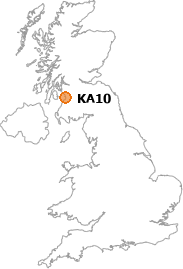 map showing location of KA10