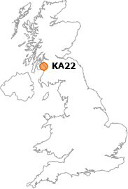 map showing location of KA22