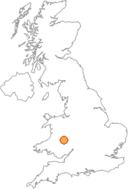 map showing location of Kinsham, Hereford and Worcester