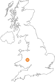 map showing location of Knighton, Powys