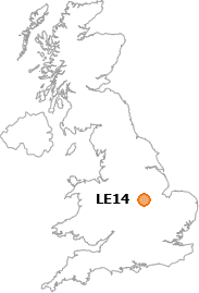 map showing location of LE14