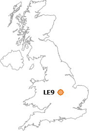 map showing location of LE9
