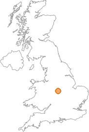 map showing location of Linton, Derbyshire