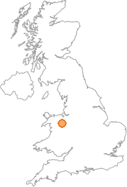 map showing location of Llanarmon Dyffryn Ceiriog, Wrexham