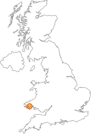 map showing location of Llanddewi Velfrey, Pembrokeshire