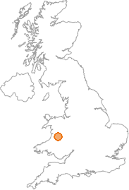 map showing location of Llanidloes, Powys