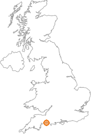 map showing location of Lyme Regis, Dorset