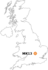 map showing location of MK13