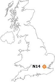 map showing location of N14