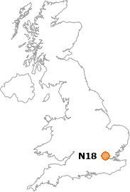 map showing location of N18