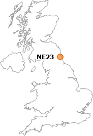 map showing location of NE23