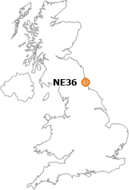map showing location of NE36