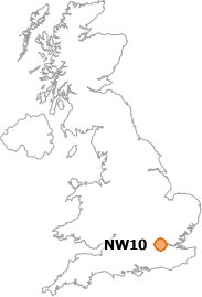 map showing location of NW10
