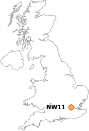 map showing location of NW11