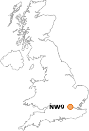 map showing location of NW9