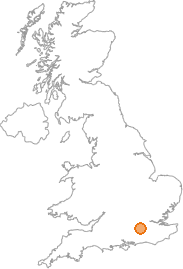 map showing location of Ockham, Surrey