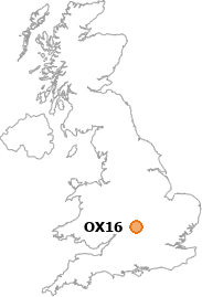 map showing location of OX16