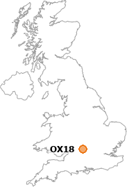 map showing location of OX18