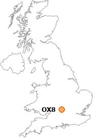 map showing location of OX8