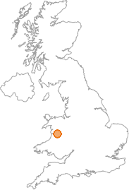 map showing location of Pandy, Powys