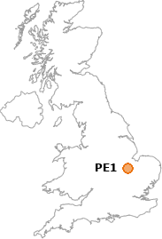 map showing location of PE1