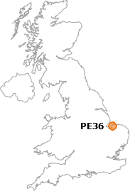 map showing location of PE36