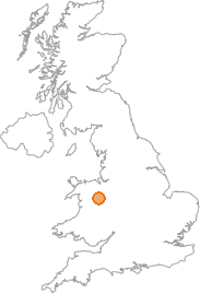 map showing location of Pen-y-bont-fawr, Powys