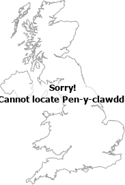 map showing location of Pen-y-clawdd, Monmouthshire