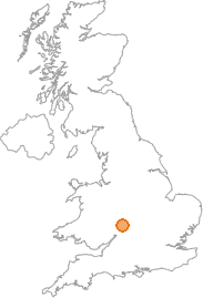 map showing location of Pershore, Hereford and Worcester