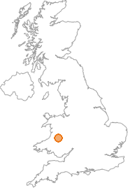 map showing location of Rhayader, Powys