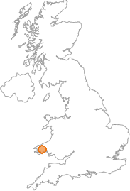 map showing location of Rosebush, Pembrokeshire